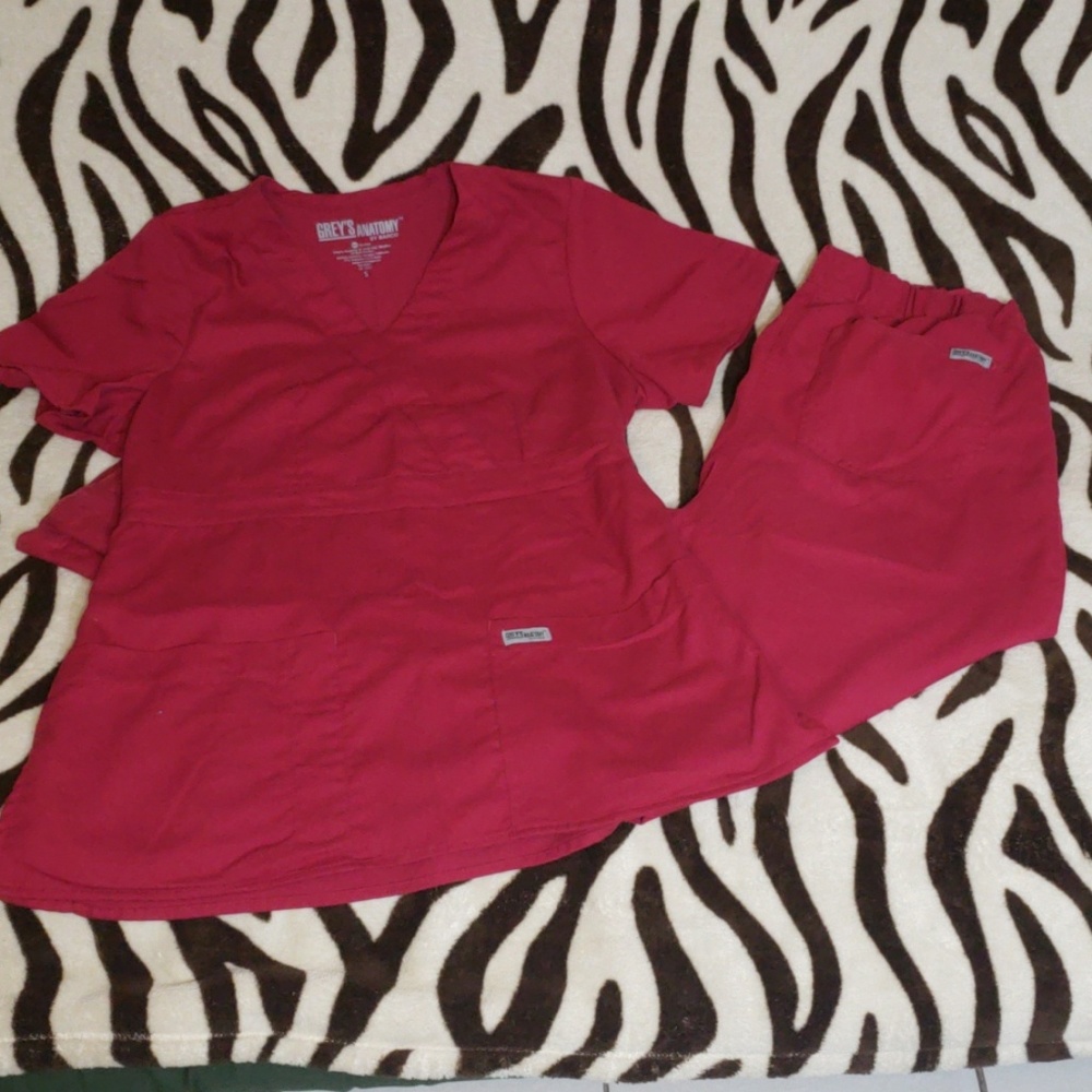 Grey's Anatomy burgandy scrub set